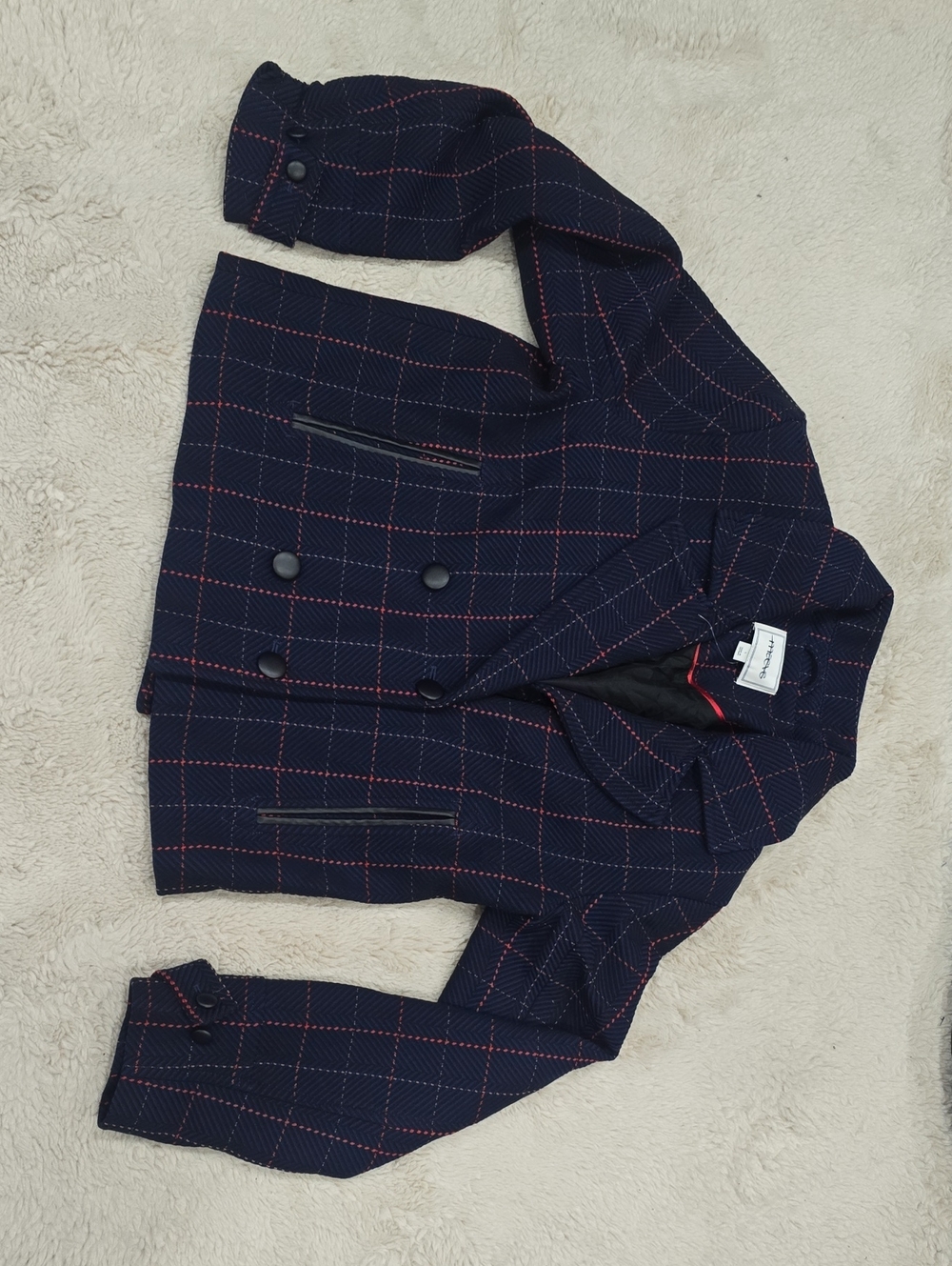 Maeve Navy Blazer with Red Windowpane Check